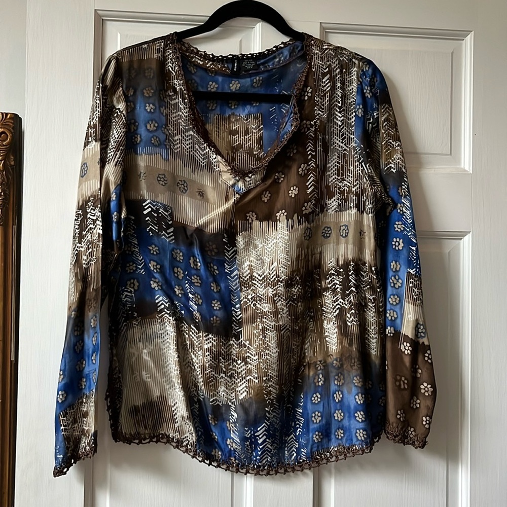 Lynn Ritchie silk print  tunic woven sz small